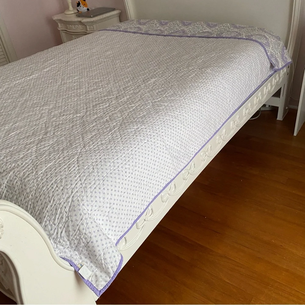 Pottery Barn Kids Lavender Dots and White Quilt and Sham Set